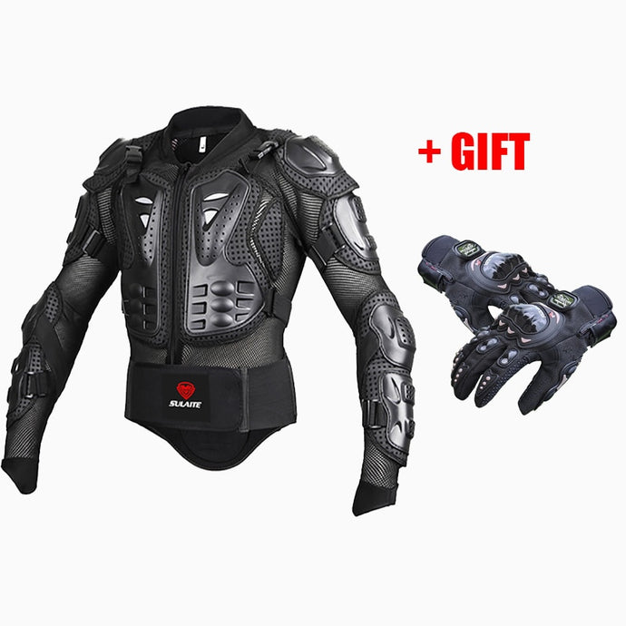 Moto Motorcycle Racing full Body Armor jackets Protective Gear motorcorss Jacket + full finger moto protective gear gloves