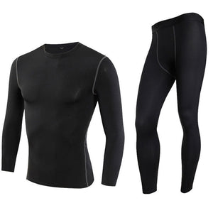 Men's Cotton Thermal Running Fitness Underwear Sets Motorcycle Skiing Winter Warm Base Layers Tight Long Johns Tops & Pants Set