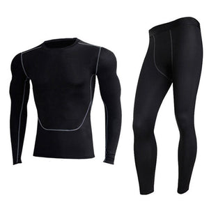 Men's Cotton Thermal Running Fitness Underwear Sets Motorcycle Skiing Winter Warm Base Layers Tight Long Johns Tops & Pants Set